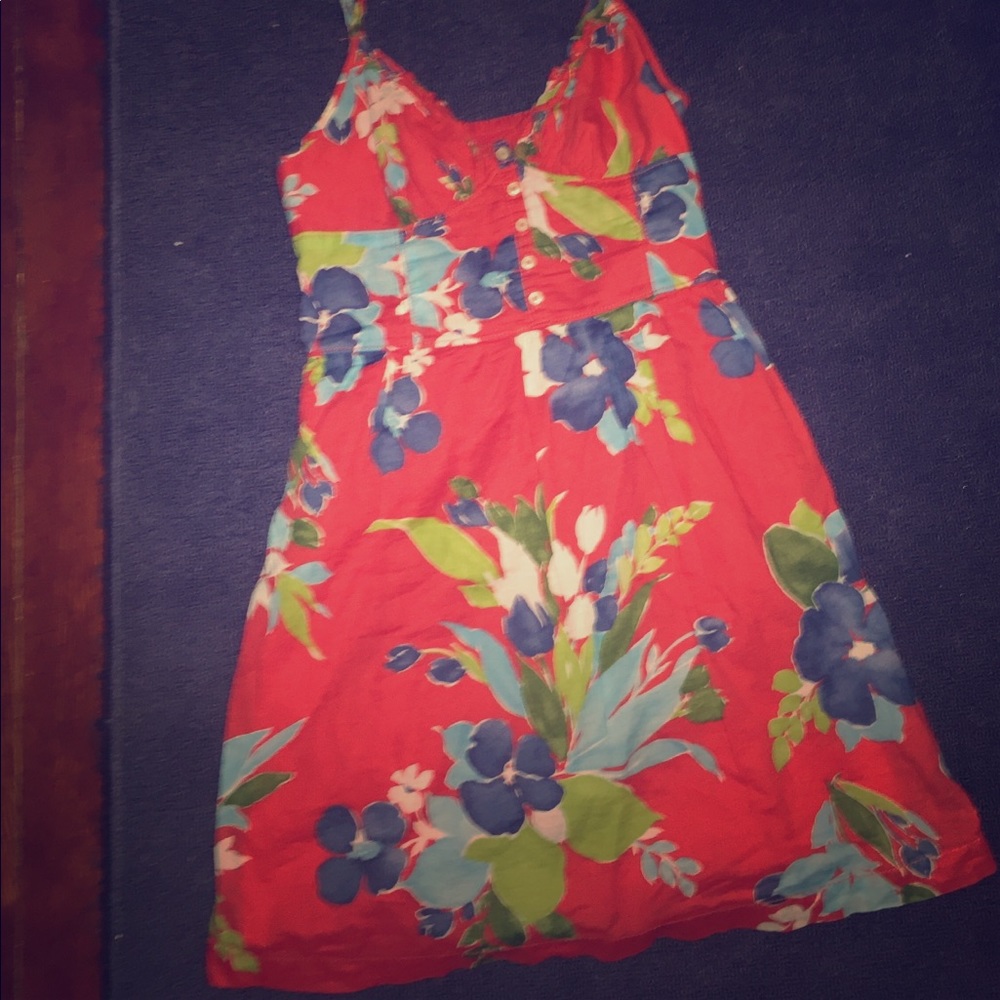 Red floral summer spaghetti strap holistic dress